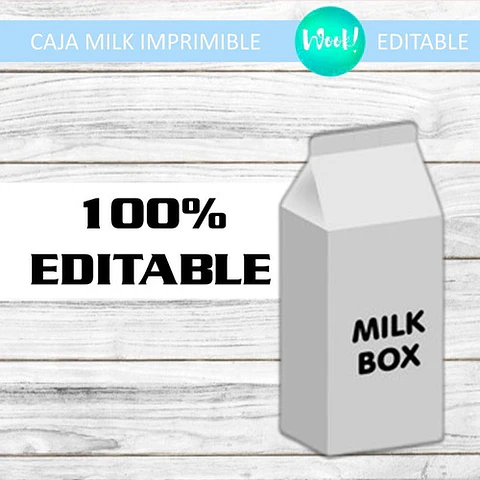 Caja Milk Box Imprimible Editable Corona Celeste 