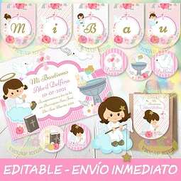 Kit Imprimible Bautismo Nena 100% Editable Candy Bar