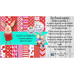 Papeles Fondos Digitales Olivia La Cerdita 2 Kit Imprimible