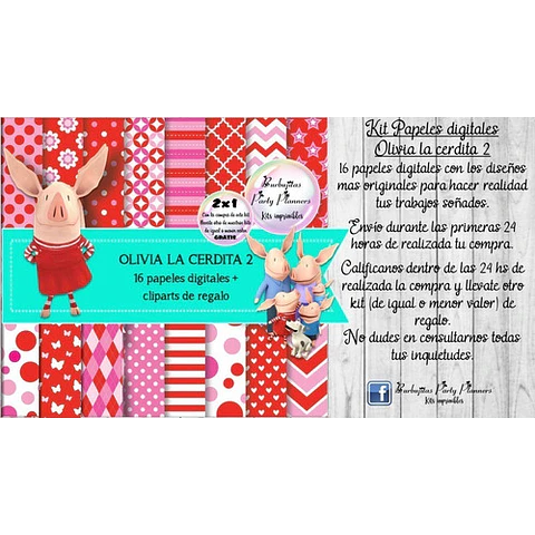 Papeles Fondos Digitales Olivia La Cerdita 2 Kit Imprimible