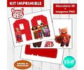 Kit Imprimible Letras 3d Editables Turning Red +  
