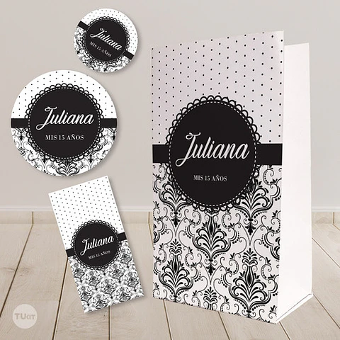 Kit Imprimible Textura Trama Blanco Negro Candy Bar Tukit