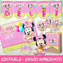 Kit Imprimible Minnie Bebe Con Candy Bar 100% Editable