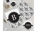Kit Imprimible Textura Trama Blanco Negro Candy Bar Tukit