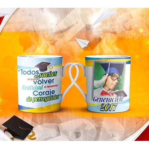 Diseños Plantillas Tazas Graduación Sublimación Editable M1