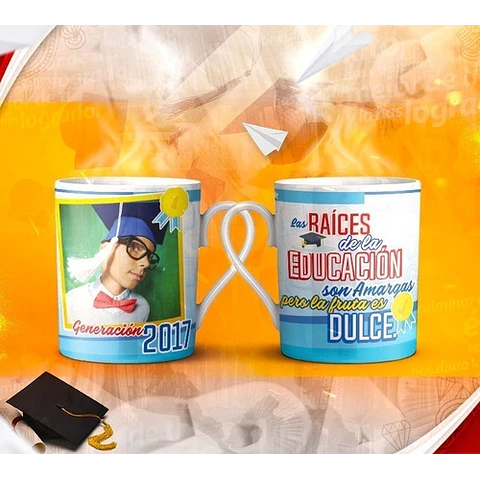 Diseños Plantillas Tazas Graduación Sublimación Editable M1