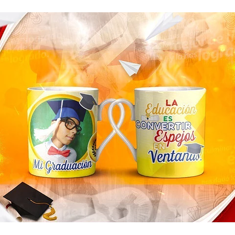 Diseños Plantillas Tazas Graduación Sublimación Editable M1