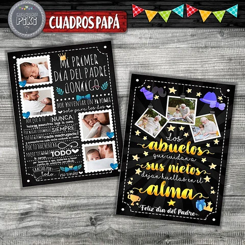 Pack Cuadro Pizarras Regalo Para Papá O Abuelo Día Del Padre