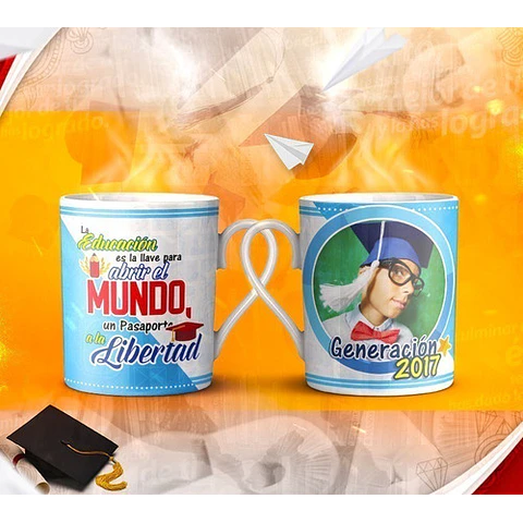 Diseños Plantillas Tazas Graduación Sublimación Editable M1