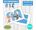 Kit Imprimible Letras 3d Animales Bosque Encantado Celeste