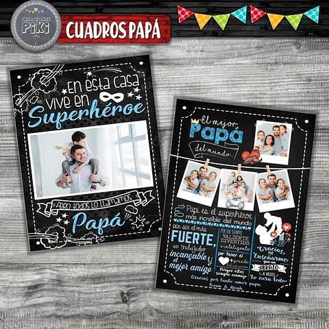 Pack Cuadro Pizarras Regalo Para Papá O Abuelo Día Del Padre