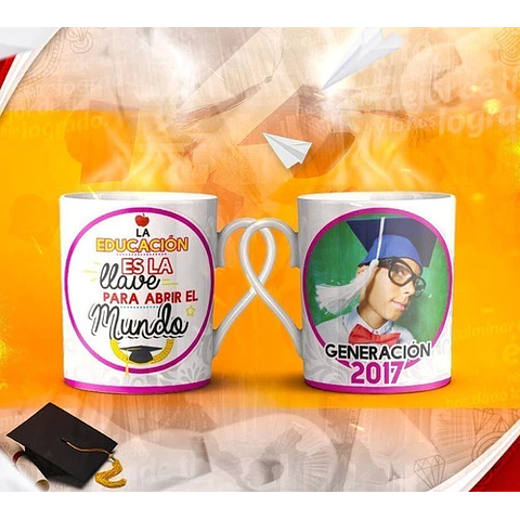 Diseños Plantillas Tazas Graduación Sublimación Editable M1