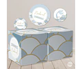 Kit Imprimible Sirenas Escamas Mermaid Celeste Azul Tukit
