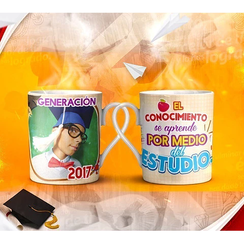 Diseños Plantillas Tazas Graduación Sublimación Editable M1
