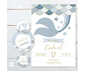 Kit Imprimible Sirenas Escamas Mermaid Celeste Azul Tukit