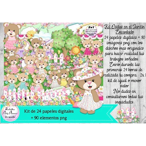 Cliparts Y Papeles Osa Osita Jardin Encantado Kit Imprimible