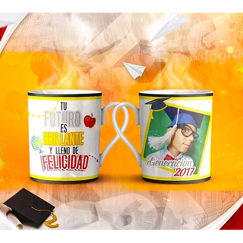 Diseños Plantillas Tazas Graduación Sublimación Editable M1