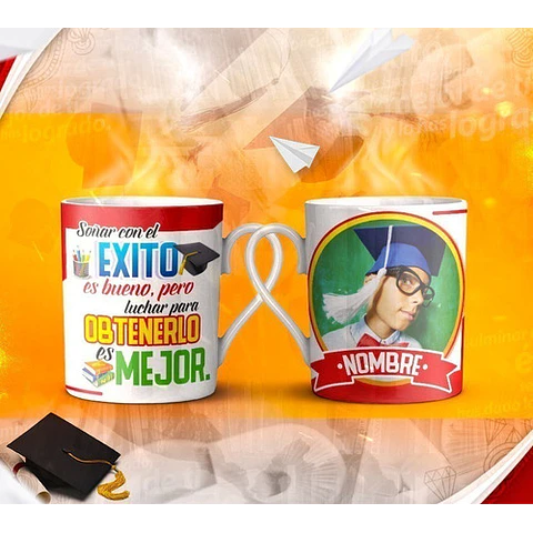 Diseños Plantillas Tazas Graduación Sublimación Editable M1