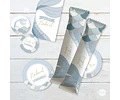 Kit Imprimible Sirenas Escamas Mermaid Celeste Azul Tukit