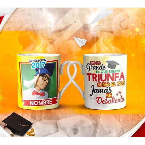 Diseños Plantillas Tazas Graduación Sublimación Editable M1