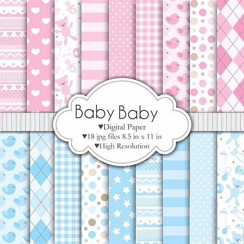 Kit Imprimible Bebe 04 - 18 Fondos