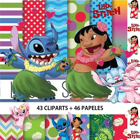 Kit Lilo Y Stitch Cliparts Imágenes Png Y Papeles Digitales