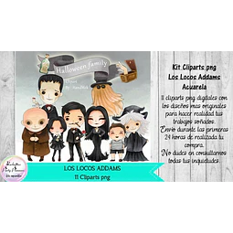 Cliparts Los Locos Addams Acuarela Kit Imprimibles