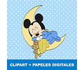 Kit Mickey Bebé Clipart Png Y Papeles Digitales