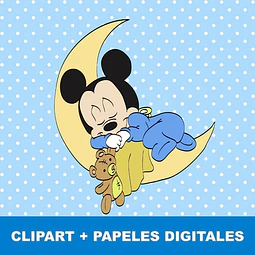 Kit Mickey Bebé Clipart Png Y Papeles Digitales