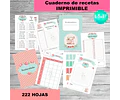 Kit Imprimible Cuaderno De Recetas Editable +  