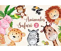 Kit Imágenes Png Cliparts Animales Safari Selva Acuarela 02