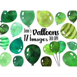 Cliparts Imagenes Png Globos Verdes Acuarela Jk3