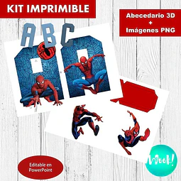 Kit Imprimible Hombre Araña Letras 3d Editable +  Png