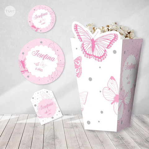Kit Imprimible Mariposa Mariposas Fuxias Candy Bar