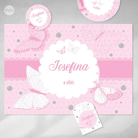 Kit Imprimible Mariposa Mariposas Fuxias Candy Bar