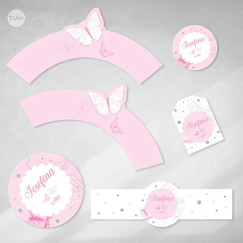 Kit Imprimible Mariposa Mariposas Fuxias Candy Bar
