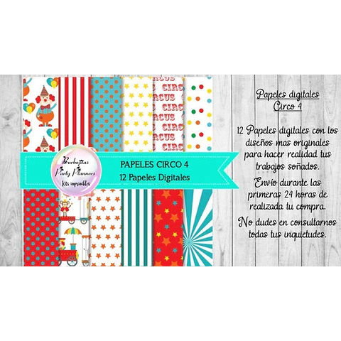 Papeles Fondos Digitales Circo 4 - Kit Imprimible