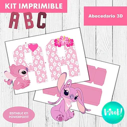 Kit Imprimible Letras 3d Editables Angela Novia De Stitch