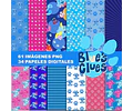 Kit Digital Las Pistas De Blue Clipart Png + Papel Digital