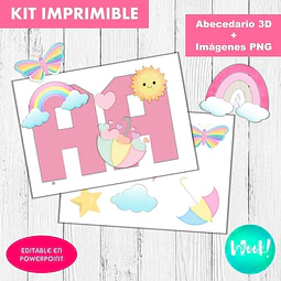 Kit Imprimible Letras 3d Editables Arcoíris Lluvia De Amor