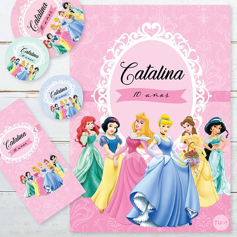 Kit Imprimible Princesas Princess Candy Bar Tukit