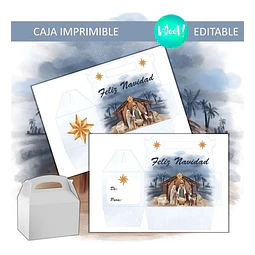 Caja Maletín Imprimible Editable Pesebre