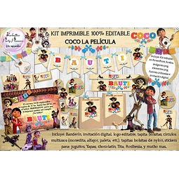 Kit Imprimible Candy Bar Coco 100% Editable