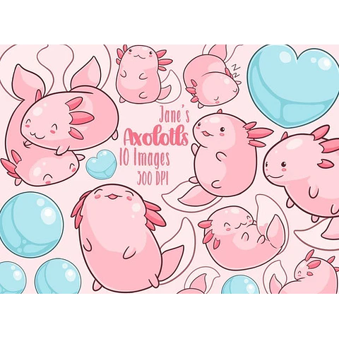 Cliparts Imagenes Png Ajolotes Rosas Acuarelas Jk5