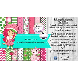 Papeles Fondos Digitales Frutillitas Kit Imprimible
