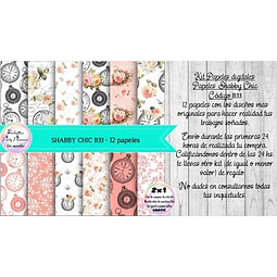 Papeles Digitales Shabby Chic Vintage Rosa Relojes B33