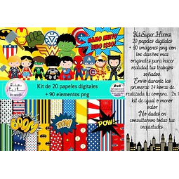 Cliparts Y Papeles Super Heroes Completo Kit Imprimible