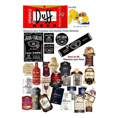 Kit Imprimible Etiquetas De Bebidas Editable