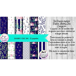 Papeles Digitales Shabby Chic Vintage Azul Y Blanco B41