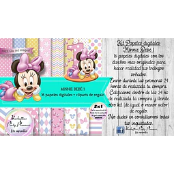 Papeles Fondos Digitales Minnie Bebe 1 Kit Imprimible